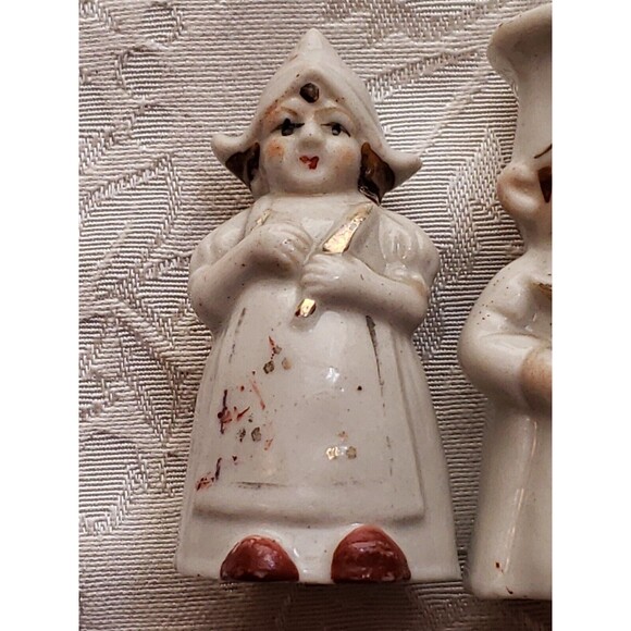 Vintage Dutch Boy Girl Salt And Pepper Shaker Set Japan 2.5" Chef - Picture 3 of 16